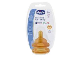 CHICCO Rubber Teat Food Flow 6m Set Of 2