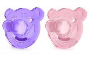 Philips Avent Soothie Silicone Soother Shapes Purple / Pink 3m + 2pcs