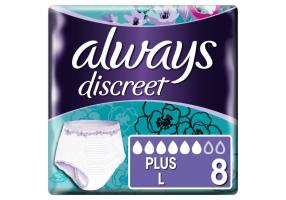 Always Discreet Pants Plus Large Εσώρουχο μιας χρήσης για ακράτεια, 8τμχ