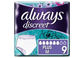 Always Discreet Pants Plus Medium Εσώρουχο μιας χρήσης για ακράτεια, 9τμχ