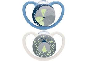Nuk Space Night Silicone Pacifiers 18-36m Silicone Kitty & Bee 2pc