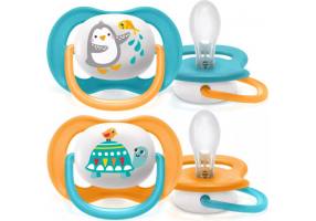 Philips Avent Ultra Air Silicone Pacifiers with Ring, Blue 0-6 months, 2pcs