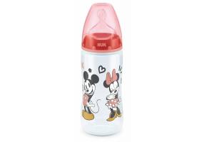 Nuk Plastic Bottle First Choice Plus Temperature Control Mickey & Minnie Against Colic with Silicone Nipple 300ml for 6-18 month