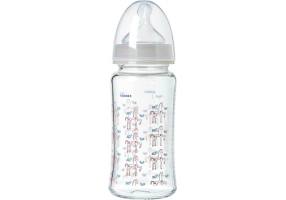 Korres Agali Anti-Colic Glass Baby Bottle with Silicone Nipple 230ml for 0+ months Gray