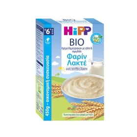 HIPP - Bio Κρέμα Φαρίν Λακτέ με Γάλα   Σιμιγδάλι από τον 6ο μήνα | 450gr