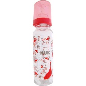 NUK Classic Μπιμπερό Γυάλινο ΘΣ 0-6 μηνών Ροζ 230ml (10.745.008)