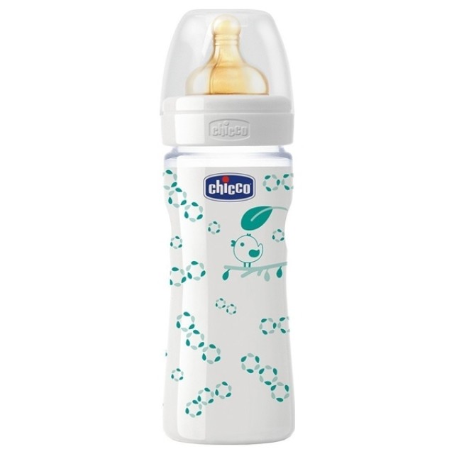 CHICCO - Nature Glass Γυάλινο Μπιμπερό Bird 0m+ | 240ml