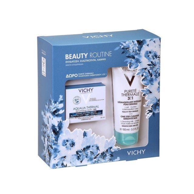 VICHY - Beauty Routine Aqualia Thermal Rehydrating Cream Gel (50ml)   Purete Thermale 3 in 1 Cleanser (100ml)