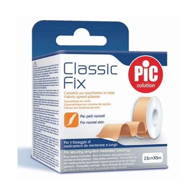 PIC SOLUTION - Classic Fix Ρολό Λευκοπλάστη από Ύφασμα 2,5cmx5m | 1τμχ