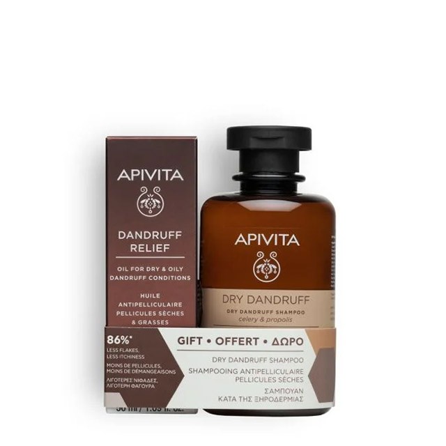 APIVITA - Dandruff Relief Oil με Σέλερυ Πρόπολη & 4 Αιθέρια Έλαια (50ml) & Dry Dandruff Σαμπουάν με Σέλερι & Πρόπολη (250ml)