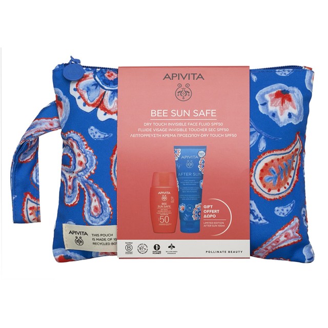 APIVITA - Bee Sun Safe Dry Touch Invisible Face Fluid SPF50 (50ml) & After Sun Cool Sooth Face & Body Gel Cream (100ml)