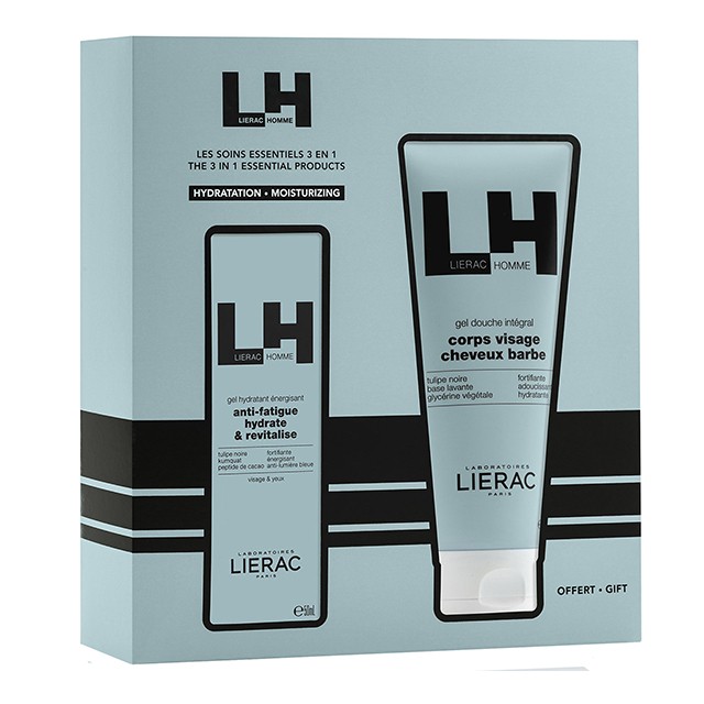 LIERAC -  Homme Promo Anti-Fatigue Hydrate & Revitalise Face Gel (50ml) & Δώρο Gel Douche Integral (200ml)