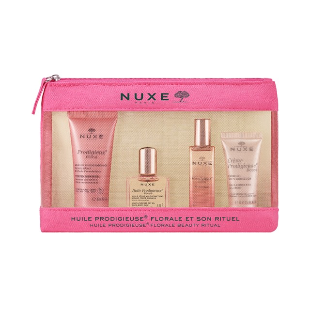 NUXE - Huile Prodigieuse Florale Beauty Ritual  Scented Showergel (30ml) & Huile Prodigieuse Florale (10ml) & Prodigieux Floral Le Parfum (15ml) & Creme Prodigieuse Boost Multi-Correction Cream Gel (15ml)