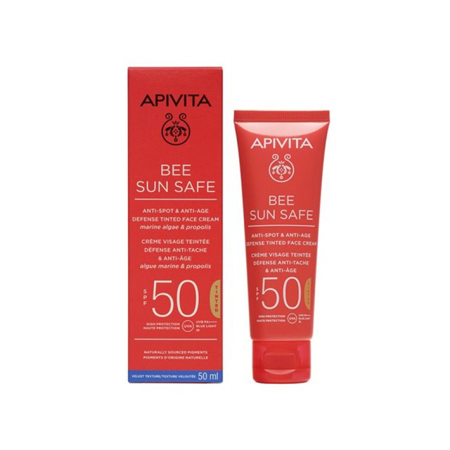 APIVITA - Bee Sun Safe Anti-spot   Anti-age Defense Tinted Face Cream SPF50 | 50ml