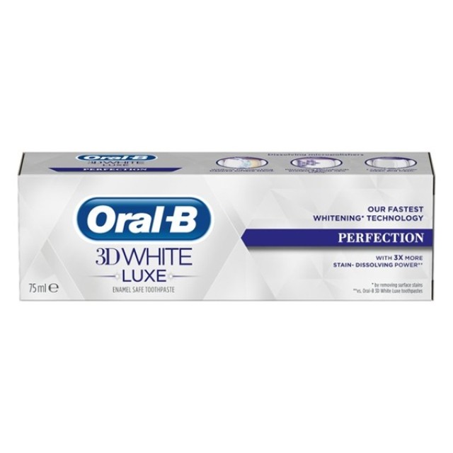 ORAL-B - 3D White Luxe Perfection Λευκαντική Οδοντόκρεμα Απαλή με το Σμάλτο | 75ml