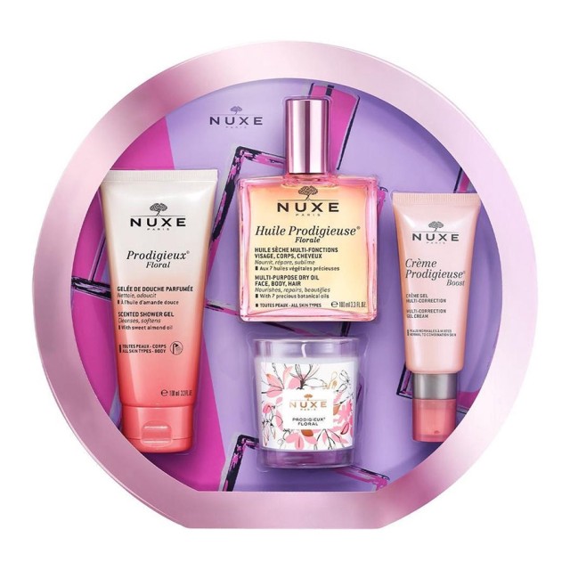 NUXE - SET Huile Prodigieuse Florale (100ml)   Prodigieux Floral Scented Shower Gel (100ml)   Crème Prodigieuse Boost Multi-Correction Day Gel Cream (40ml)   Florale Candle (1τμχ)