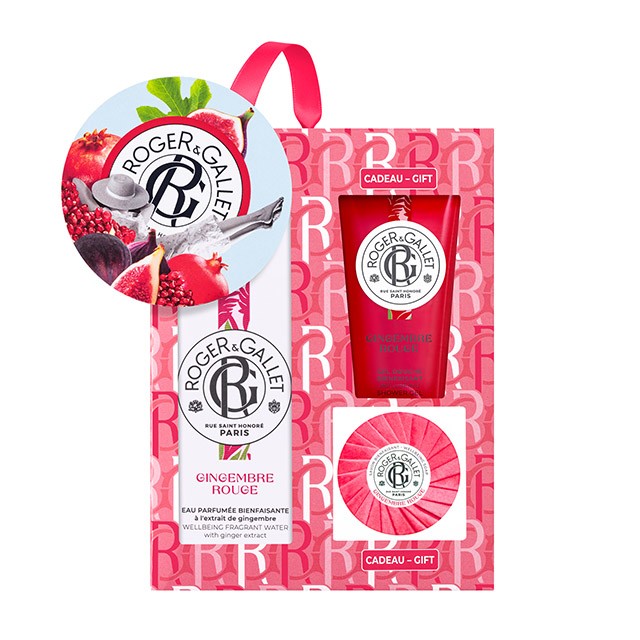 ROGER&GALLET - Set Gingembre Rouge Eau parfumée bienfaisantel (100ml) & Gingembre Rouge Shower Gel (50ml) & Gingembre Rouge Savon (100gr)