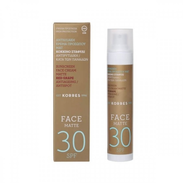 KORRES - Red Grape Sunscreen Face Cream Matte Antispot SPF30 | 50ml