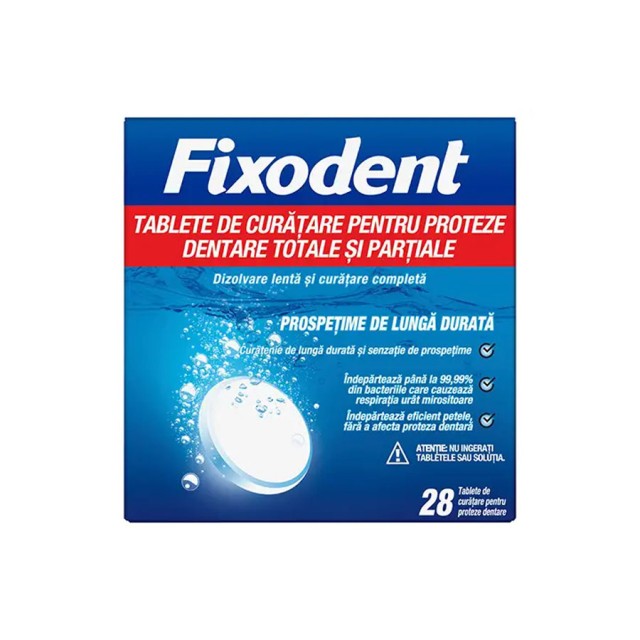 FIXODENT - Ταμπλέτες Καθαρισμού για Ολικές   Μερικές Τεχνητές Οδοντοστοιχίες | 28tabs