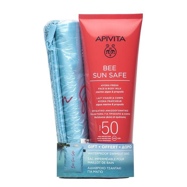 APIVITA - Bee Sun Safe Hydra Fresh Face & Body Milk SPF50 (200ml) & ΔΩΡΟ Αδιάβροχο Τσαντάκι Για Μαγιό