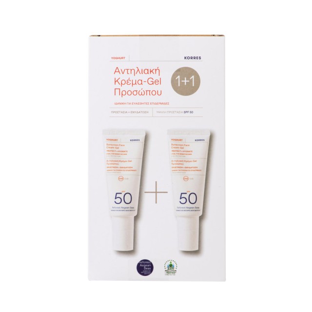 KORRES - Yoghurt Sunscreen Face Cream Gel SPF50 (1+1) ΔΩΡΟ | 2x40ml