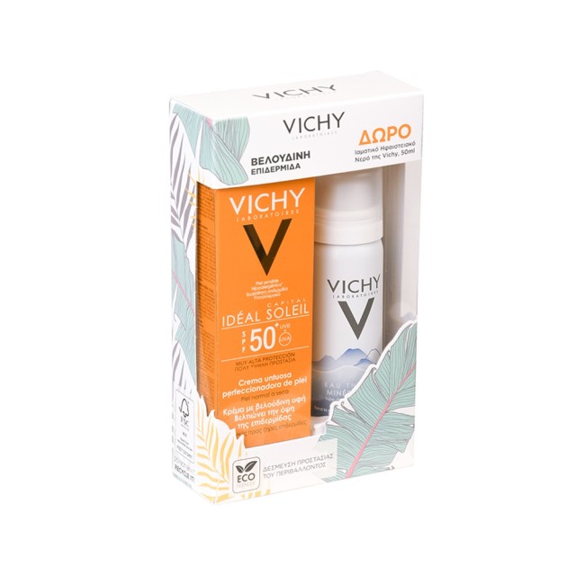 VICHY - Ideal Soleil Velvet Face SPF50+ (50ml)   Eau Thermale Spring Water (50ml)